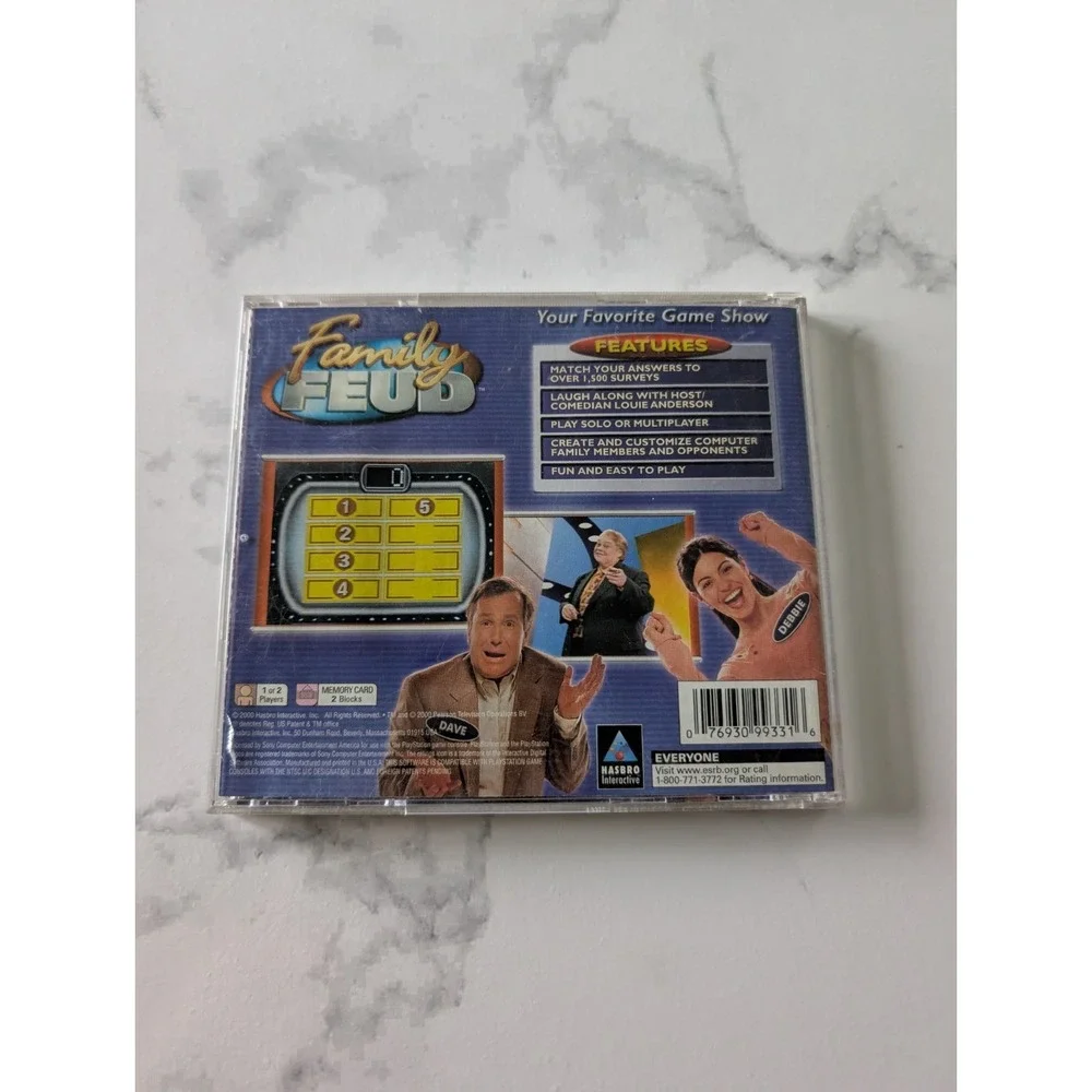 Family Feud PS1 Multiplayer E-Everyone 2000 Hasbro Interactive w/Manual